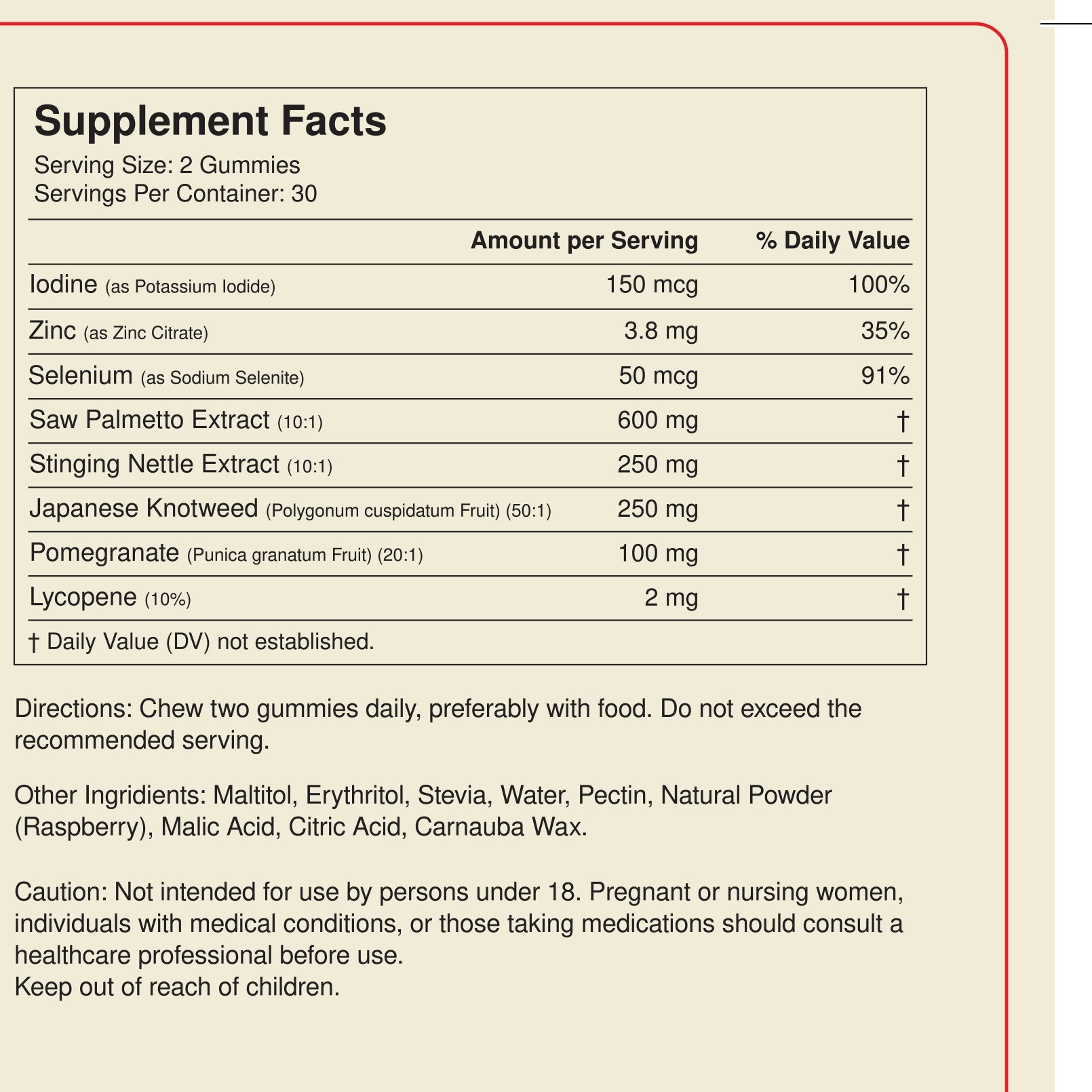 ARISE Supplement Facts panel — full ingredient list and dosing directions
