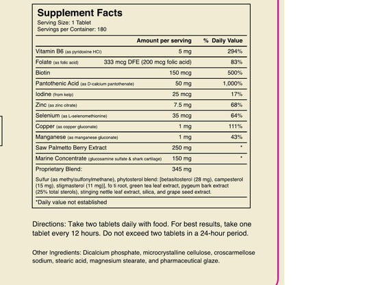 Trinity Supplement Facts panel — full ingredient list and dosing directions
